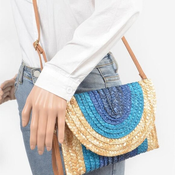 Straw Coloful Envelope Clutch - Picture 2 of 9